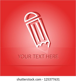 Pencil. Paper sticker as bookmark. Vector illustration. Eps10.
