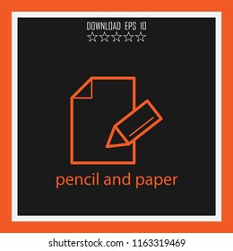 pencil and paper vector icon