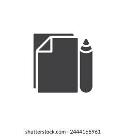 Icono de Vector de lápiz y papel. signo plano relleno para concepto móvil y Diseño web. Icono de glifo de Office Supplies. Símbolo, ilustración del logotipo. Vector gráfico