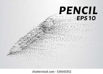 Pencil particles. The pencil consists of circles and points. Vector illustration.