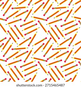 Fondo de patrón de lápiz. Lápiz colorido sin patrón. Patrón sin fisuras de lápices sobre fondo blanco. Patrón de lápiz para papel de regalo. Elemento de suministro escolar.