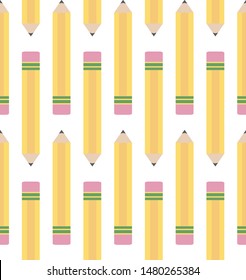 Pencil Pattern, Classroom Pencil, Seamless Repeat Pencil Vector Pattern Illustration Background