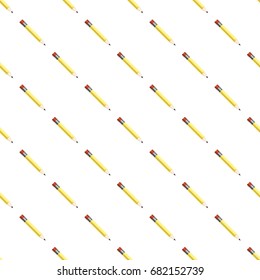 Pencil pattern seamless repeat in cartoon style vector illustration