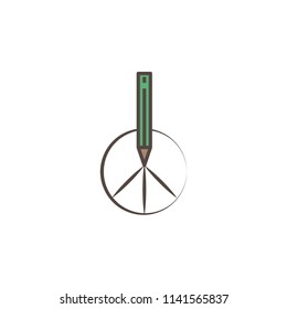 pencil and peace sign sketch style icon. Element of peace hand drawn icon. Premium quality graphic design icon. Signs and symbols collection icon for websites and web design