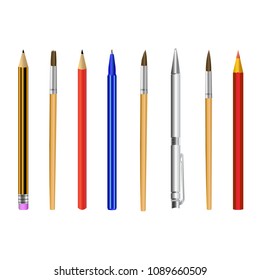 pencil pen brush isolated on white background vector illustration.