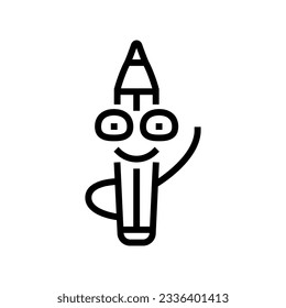 pencil pen character line icon vector. pencil pen character sign. isolated contour symbol black illustration
