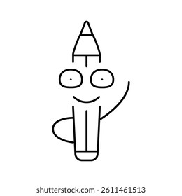 pencil pen character line icon vector. pencil pen character sign. isolated contour symbol black illustration