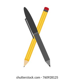 Pencil and pen crossed