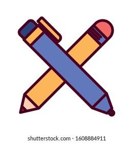 Pencil and pen design, Tool write office object instrument equipment draw art and learn theme Vector illustration