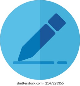 pencil, pen, edit, write, draw icon or logo illustration vector graphic with blue, circle, flat style. Perfect use for ui, website, pattern, design, etc.