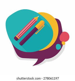 Pencil and pen flat icon with long shadow,eps10