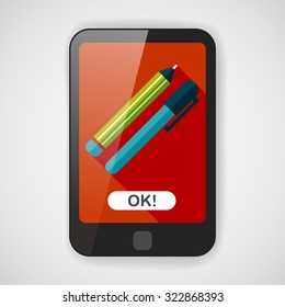 Pencil and pen flat icon with long shadow,eps10