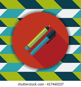 Pencil and pen flat icon with long shadow,eps10
