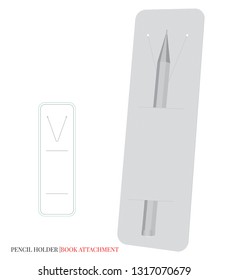 Pencil / Pen Holder Template, Book Attachment. Vector with die cut / laser cut layers.  