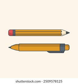 Pencil pen icon Back to school collection Icons school supplies school equipment or items vector illustration