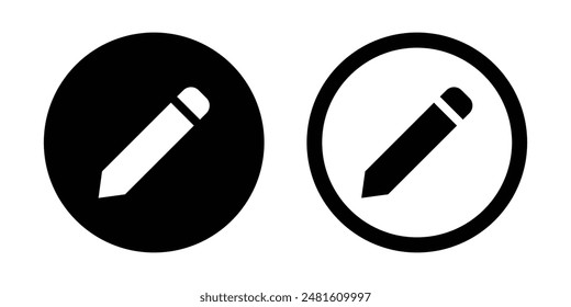Icono de lápiz o lápiz establecido en estilo simple y de trazo en color blanco y negro. Editar lápiz o lápiz para escribir iconos planos para App y Sitios web. Conjunto de iconos de lápiz. Ilustración vectorial.