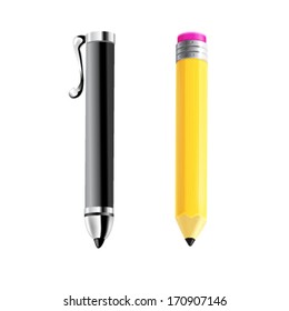 Pencil and pen icon. Vector 10 eps