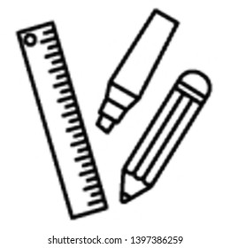Pencil and Pen Icon, Vector Illustration, Education Outline