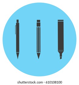 Pencil and pen icons.