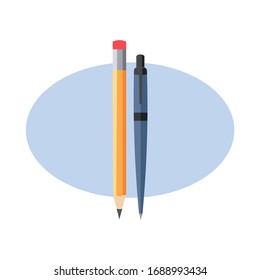 Gestaltungselement der Stift- und Stift-Illustration, flaches Symbol