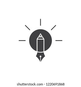 pencil and pen illustrator light bulb logo vector