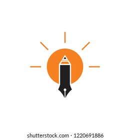 pencil and pen illustrator light bulb logo vector
