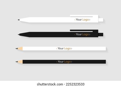 Pencil and Pen Mockup. Mock up for branding identity. Template for branding design. Flat style