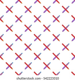 Pencil and pen pattern. Cartoon illustration of pencil and pen vector pattern for web