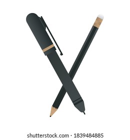 pencil and pen supplies mockup isolated icon vector illustration design