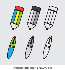 Pencil and pen vector icons