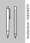 Pencil and pen. Vector thin line illustration.