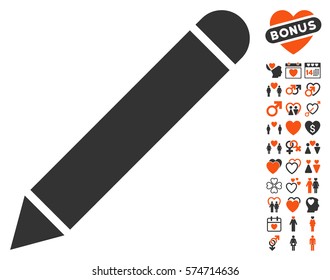 Pencil pictograph with bonus lovely graphic icons. Vector illustration style is flat iconic symbols for web design, app user interfaces.