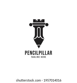 Ilustración de la plantilla de iconos del logotipo del vector de la ley del pilar del lápiz