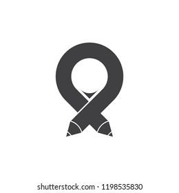 pencil pin location study symbol logo vector