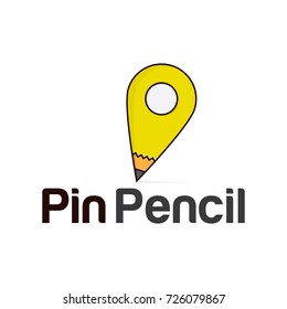 pencil pin logo. pencil illustration. pin location logo. creative logo icon.Map Pin Logo Design Element