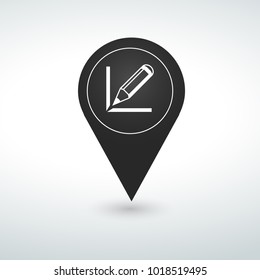 pencil pin. Map pin icon.