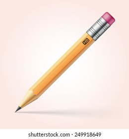  pencil with pink eraser realistic vector illustraion