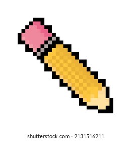 pencil pixel icon flat isolated