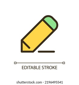 Pencil pixel perfect RGB color ui icon. Drawing lines. Photo decoration. Simple filled line element. GUI, UX design for mobile app. Vector isolated pictogram. Editable stroke. Arial font used