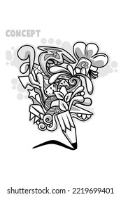 pencil plant doodle vector illustration
