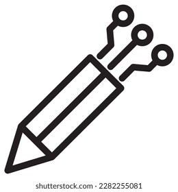 Icono de línea de lápiz y IA