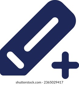 Pencil and plus black glyph ui icon. Create new drawing. Editing and correcting. User interface design. Silhouette symbol on white space. Solid pictogram for web, mobile. Isolated vector illustration