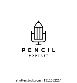 Pencil Podcast Logo Icon For Creative Blog Video Review Vlog Channel