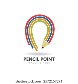 pencil point logo vector icon. education logo vector icon, colorfull pencil logo vector icon illustration design.