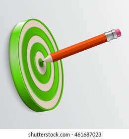 Pencil pointed to center of target