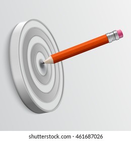 Pencil pointed to center of target