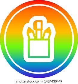 icono circular de la olla de lápiz con acabado degradado de arco iris