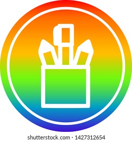 pencil pot circular icon with rainbow gradient finish
