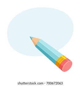 Pencil. Process of writing, drawing and sketching. Office and artist tool cartoon vector illustration. Working in office, education, hobby and creative concept. 
