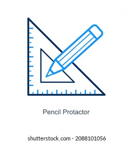 Pencil Or Protactor Icon Concept